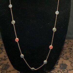Rust and Blue/Gray on Gold Chain